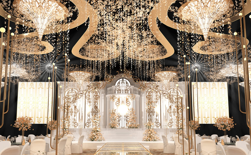 鹤岗花木兰喜事汇金色大厅效果展示